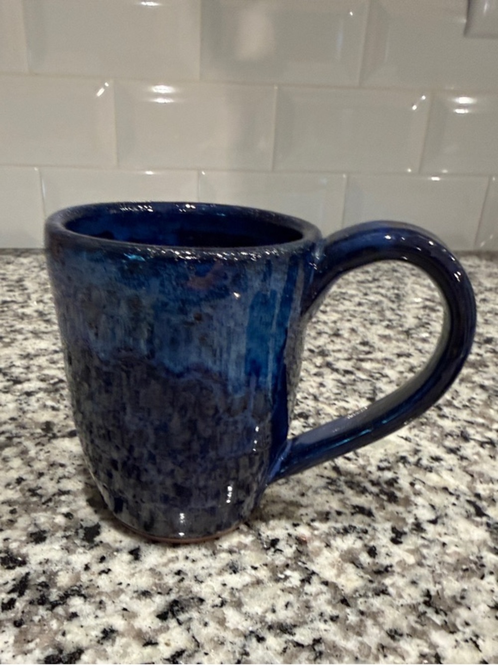 Studio pottery signed Coffee Mug - gorgeous blue drip glaze
